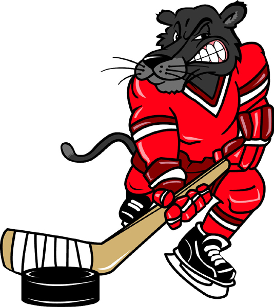 Panther hockey player team mascot color vinyl sports decal. Customize on line. 